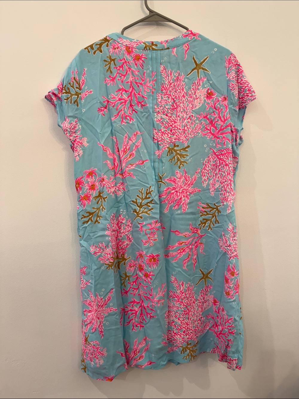 Lilly Pulitzer Turquoise Dress with Hot Pink & Olive Coral Print - Picture 3 of 3